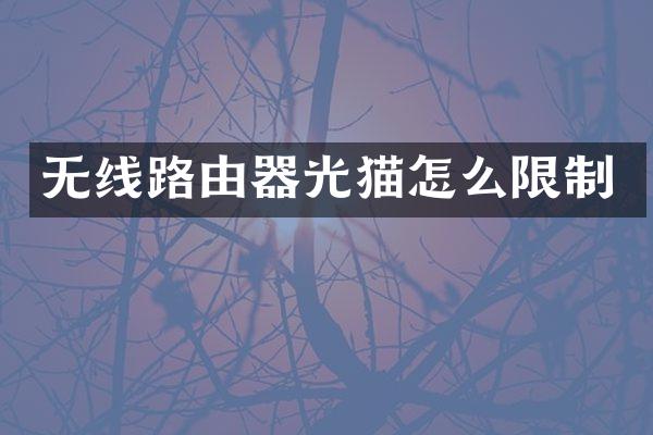无线路由器光猫怎么限制