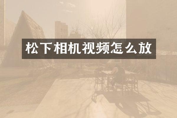 松下相机视频怎么放