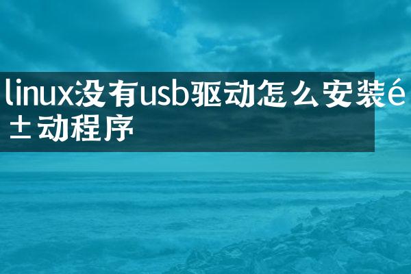 linux没有usb驱动怎么安装驱动程序