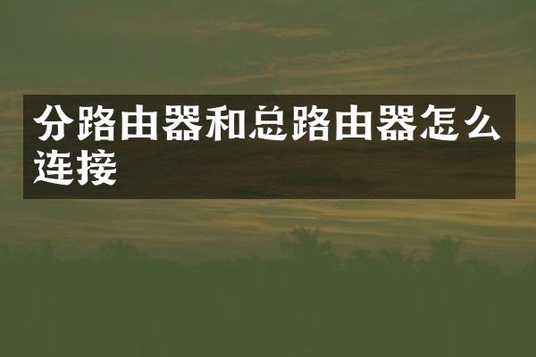 分路由器和总路由器怎么连接