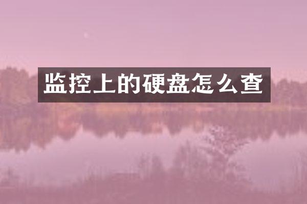 监控上的硬盘怎么查