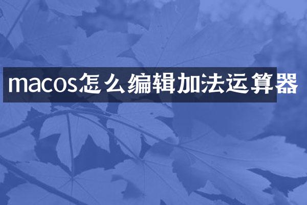 macos怎么编辑加法运算器