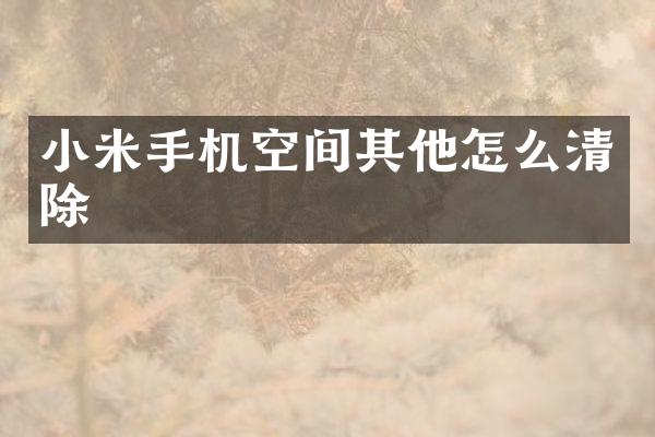 小米手机空间其他怎么清除