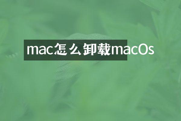 mac怎么卸载macOs
