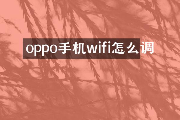 oppo手机wifi怎么调