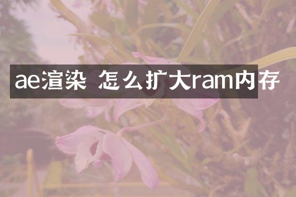 ae渲染 怎么扩大ram内存