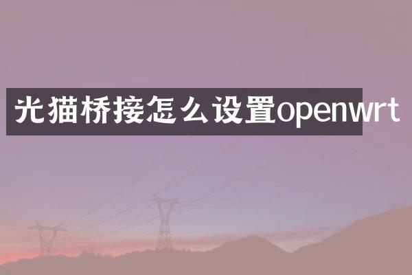 光猫桥接怎么设置openwrt
