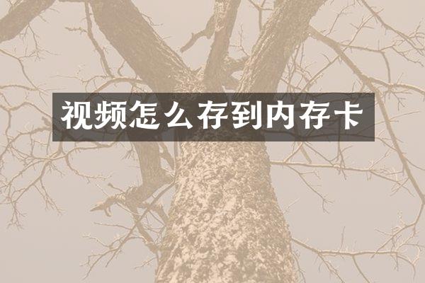 视频怎么存到内存卡
