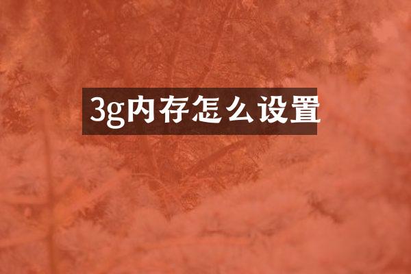 3g内存怎么设置