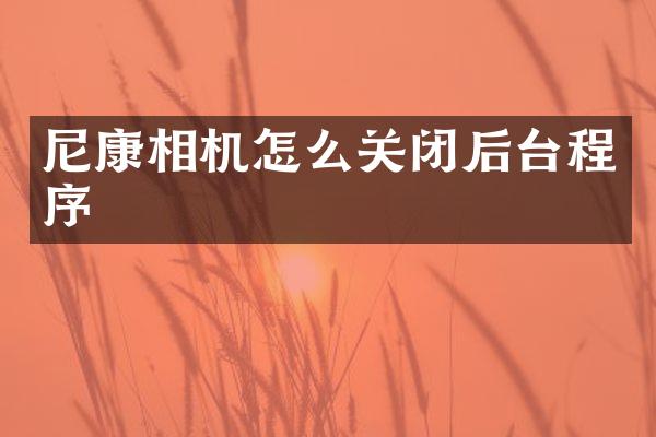 尼康相机怎么关闭后台程序