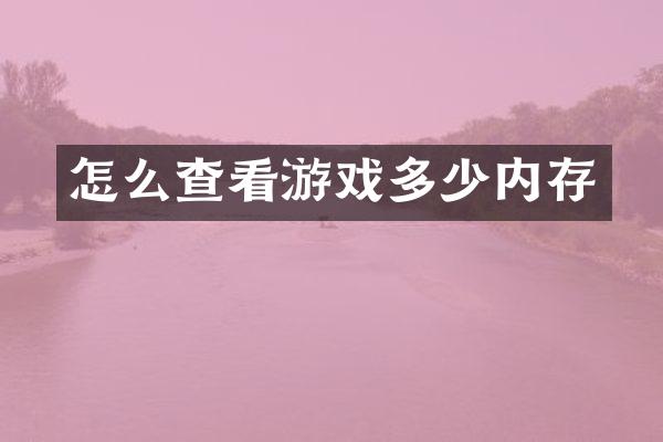 怎么查看游戏多少内存