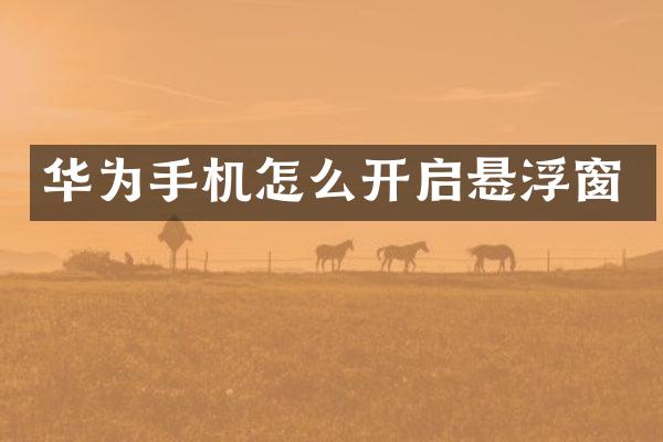 华为手机怎么开启悬浮窗