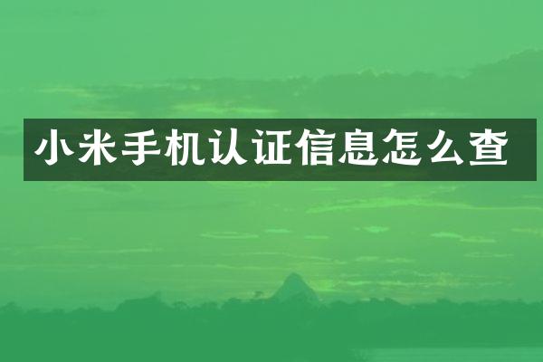 小米手机认证信息怎么查