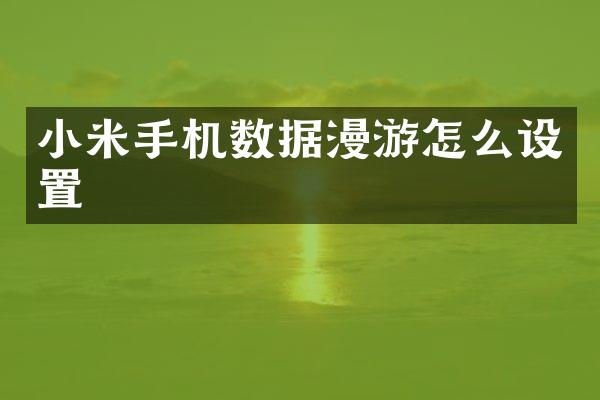 小米手机数据漫游怎么设置