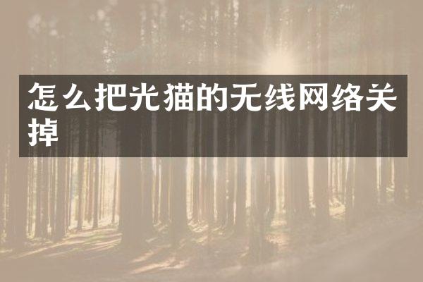 怎么把光猫的无线网络关掉