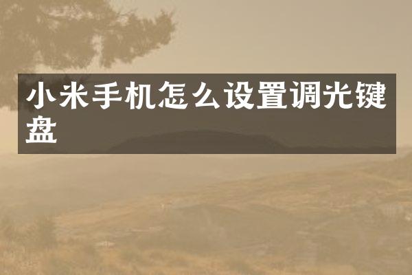 小米手机怎么设置调光键盘