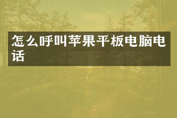 怎么呼叫苹果平板电脑电话