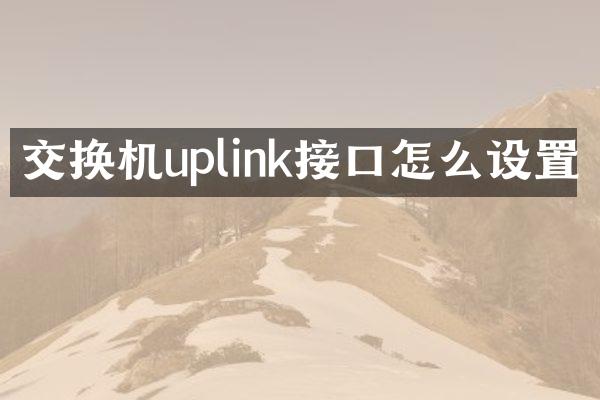 交换机uplink接口怎么设置