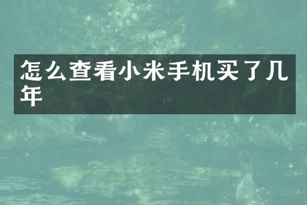 怎么查看小米手机买了几年