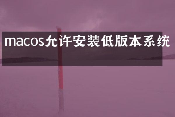 macos允许安装低版本系统吗