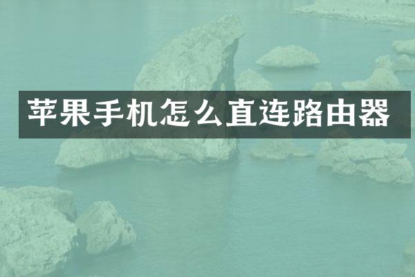 苹果手机怎么直连路由器