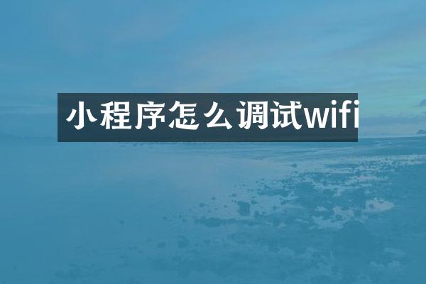 小程序怎么调试wifi