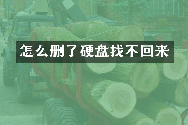 怎么删了硬盘找不回来