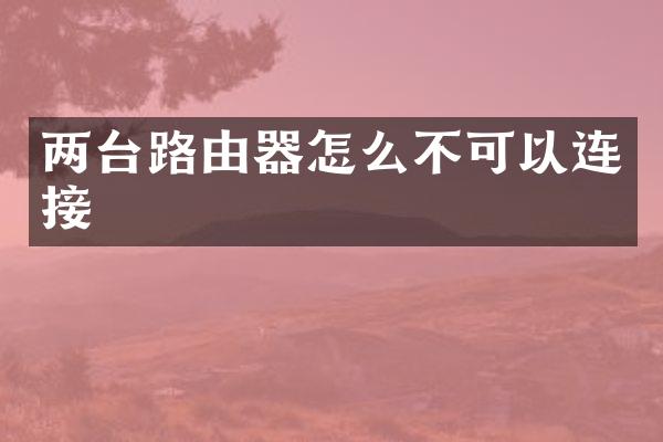两台路由器怎么不可以连接
