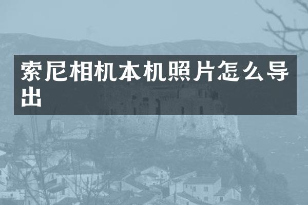 索尼相机本机照片怎么导出