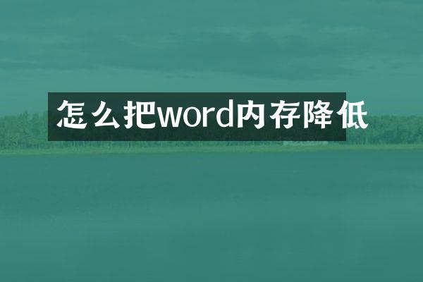怎么把word内存降低