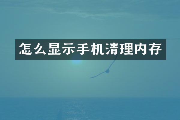 怎么显示手机清理内存
