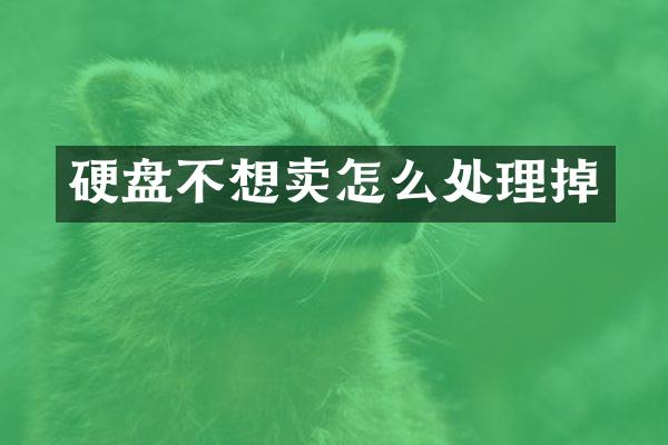硬盘不想卖怎么处理掉