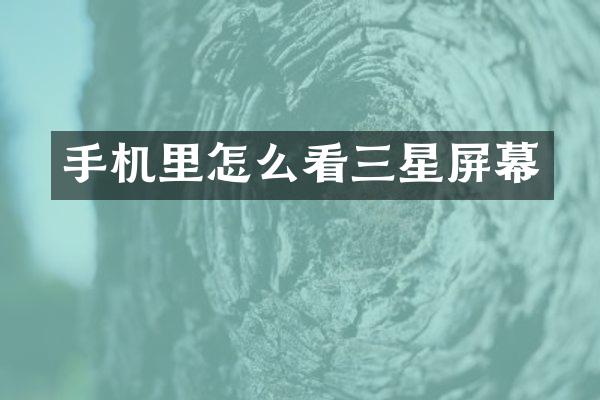 手机里怎么看三星屏幕