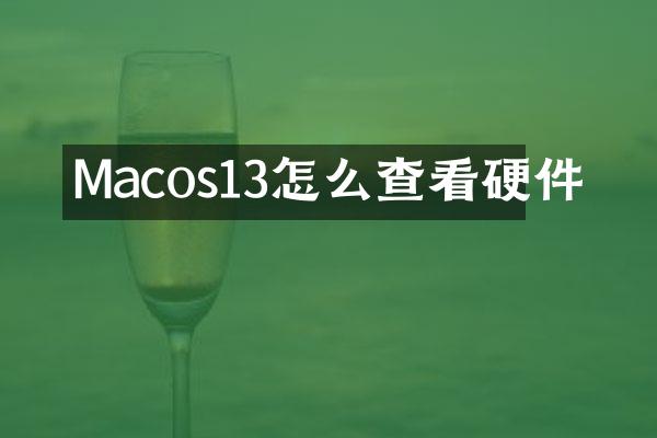 Macos13怎么查看硬件