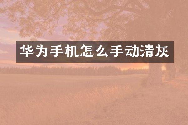 华为手机怎么手动清灰
