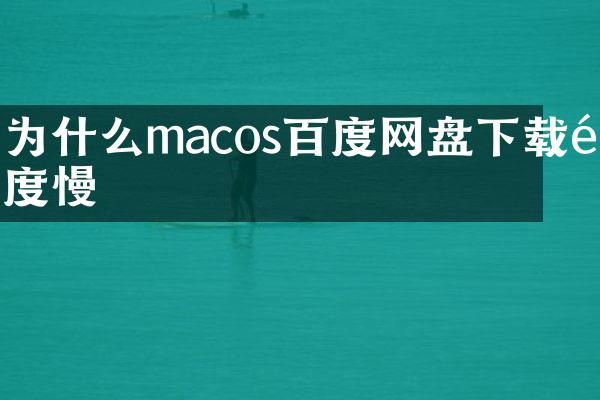 为什么macos百度网盘下载速度慢