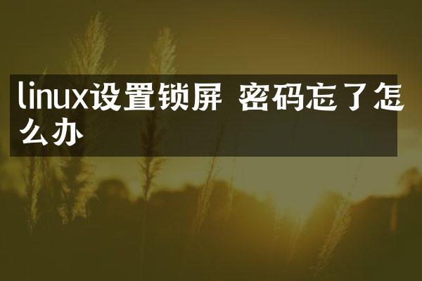 linux设置锁屏 密码忘了怎么办