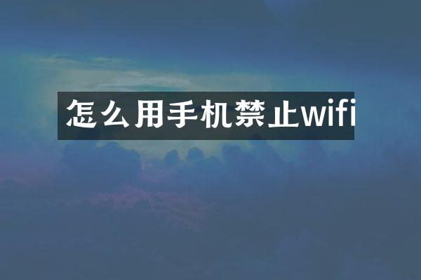 怎么用手机禁止wifi