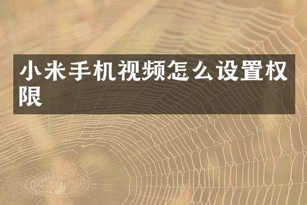 小米手机视频怎么设置权限