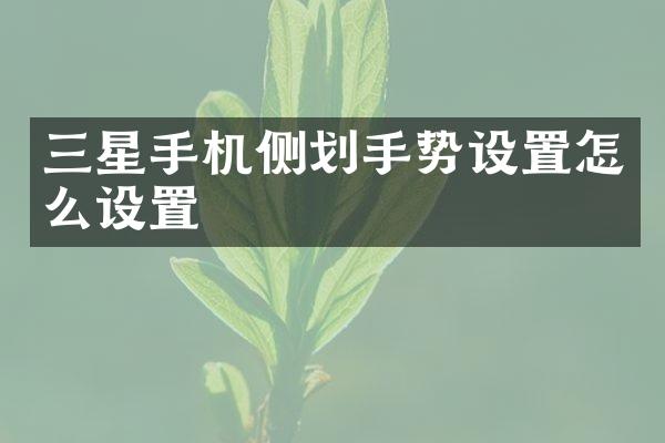 三星手机侧划手势设置怎么设置