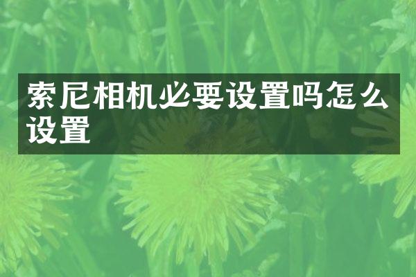 索尼相机必要设置吗怎么设置