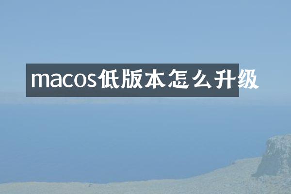 macos低版本怎么升级