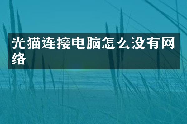 光猫连接电脑怎么没有网络