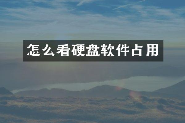 怎么看硬盘软件占用