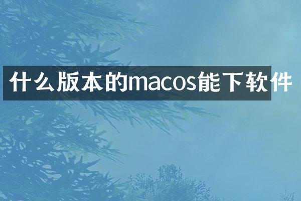 什么版本的macos能下软件