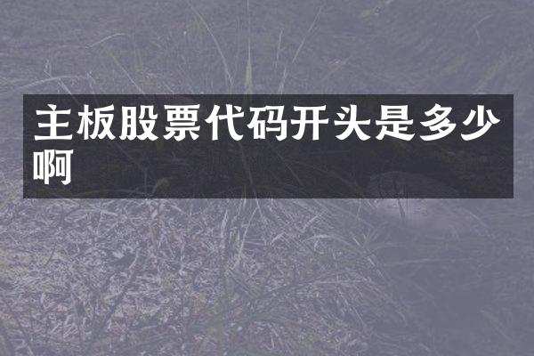主板股票代码开头是多少啊