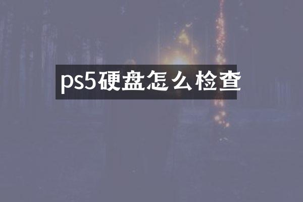 ps5硬盘怎么检查