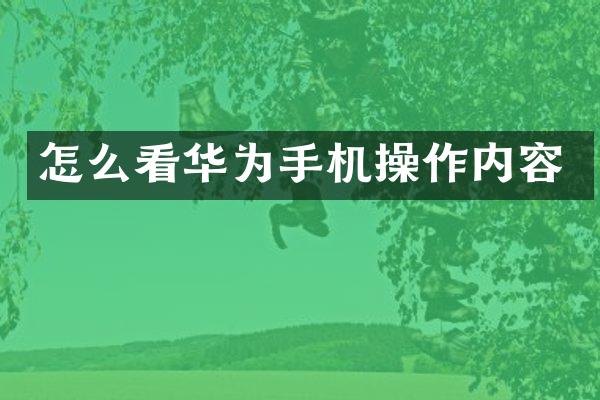 怎么看华为手机操作内容