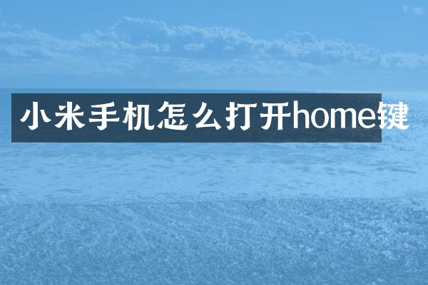 小米手机怎么打开home键