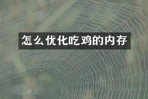 怎么优化吃鸡的内存